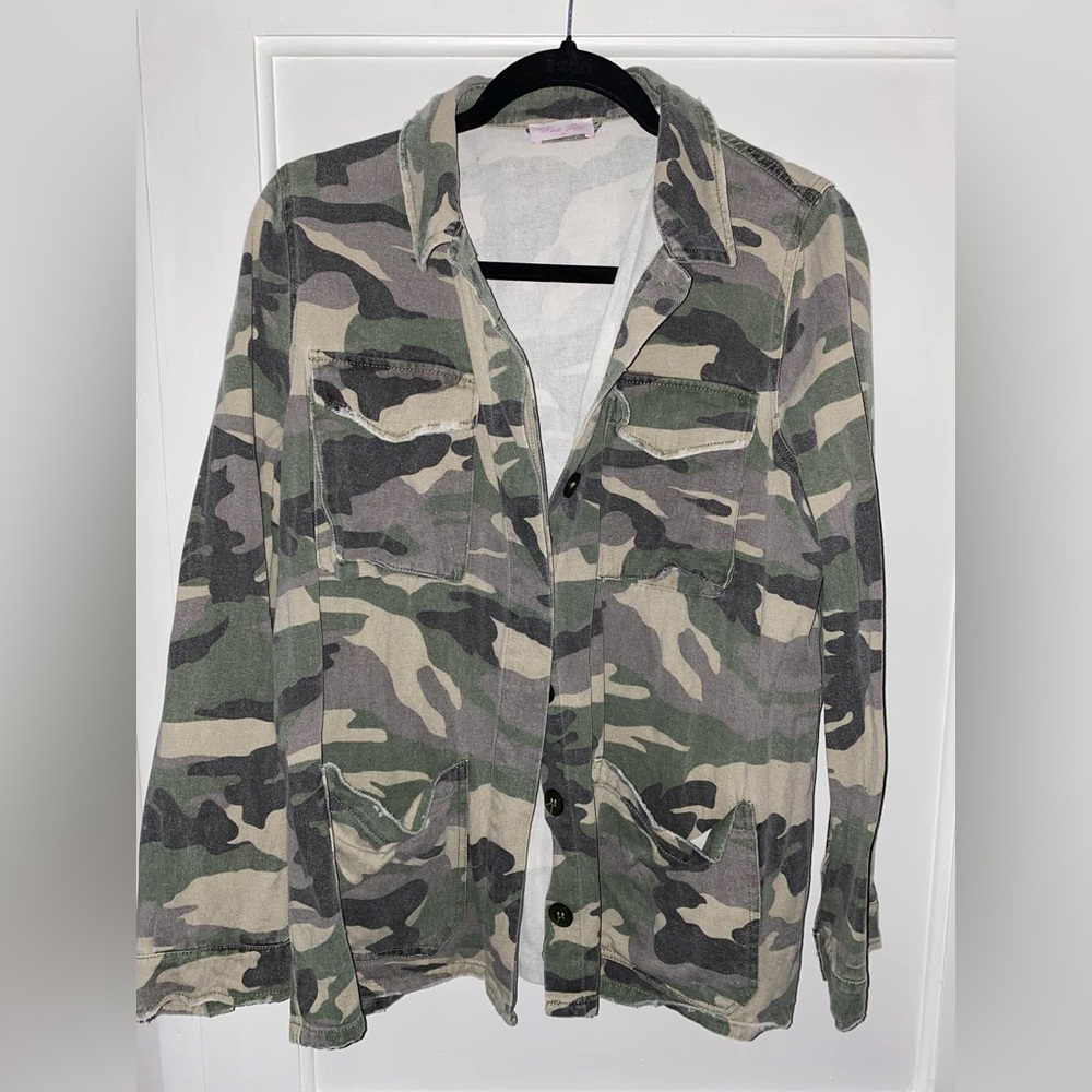 Camo Button Up Shirt Jacket